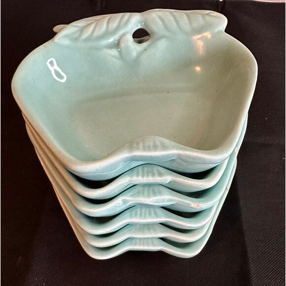 1950s Hoenig California Pottery Turquoise Apple Serving Dishes - 8 Pieces - Picture 7 of 11
